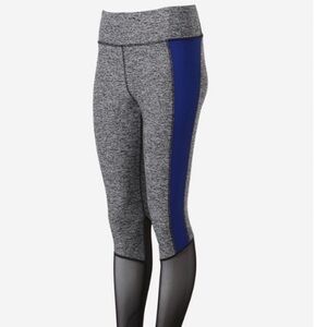 Gray and Blue Leggings with Mesh Panels
